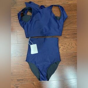 NWT BAIIA Reversible Two Piece High Waist Bow Tie Wrap Swimsuit Size 8/10 Luxury